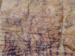 Beaded Silk showing marks of twine bundling