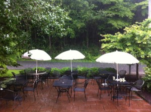 Rainy outdoor cafe